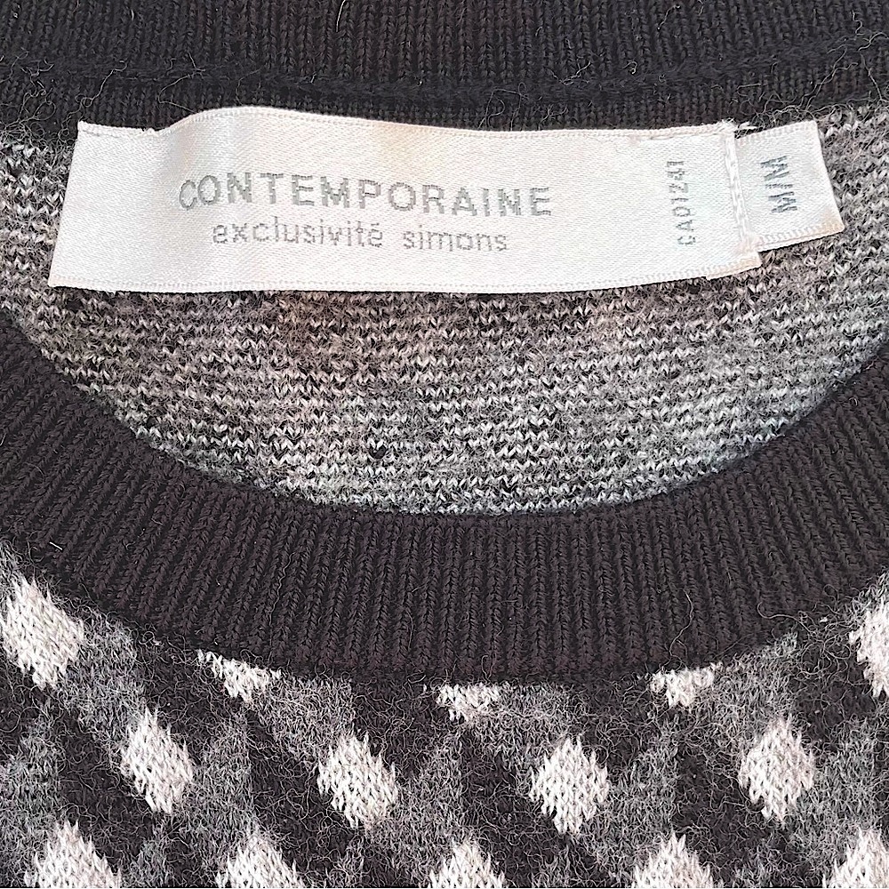 Simons Contemporaine Geo Mosaic Vest, Wool Blend, Grey and Black, Size Medium - Picture 5 of 6
